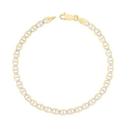 【並行輸入品】Nuragold 10K イエローゴールド 4mm ソリッドマリナーアンカーリンクチェーン ダイヤモンドカット ツートンカラー パの画像