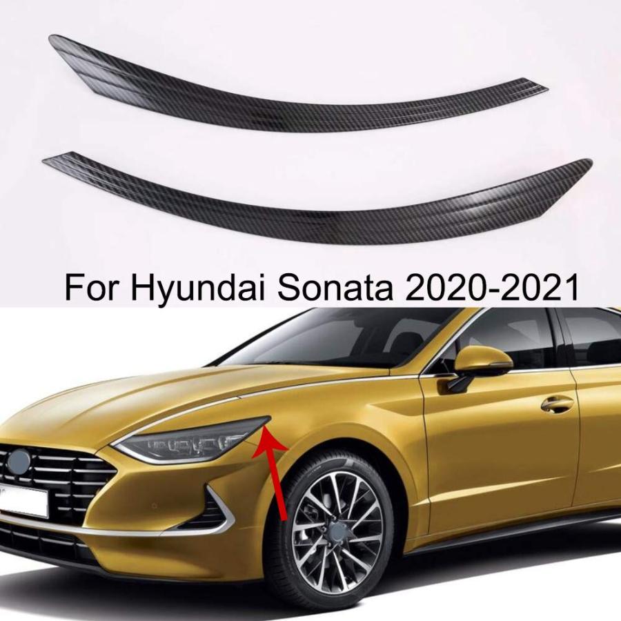 【並行輸入品】Momoap 2Pcs Carbon Fiber Style Car Front Headlight Lamp Cover Trの画像