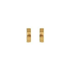 【並行輸入品】ブラシ仕上げ 14Kイエローとホワイトゴールド 14.5mm ヒンジ付きフープイヤリング, 金属 Brush Finish 14kの画像
