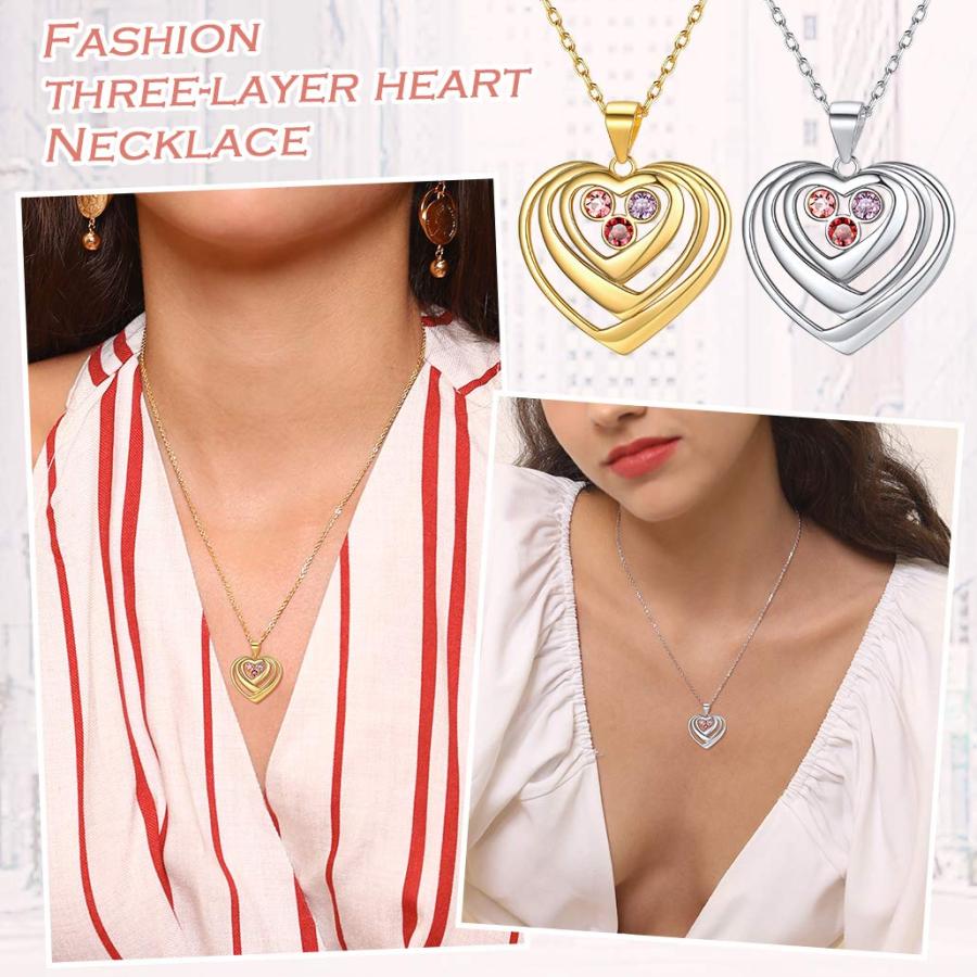 【並行輸入品】Silvora Personalized Name Necklace Woman Heart Pendant Family Fr_3