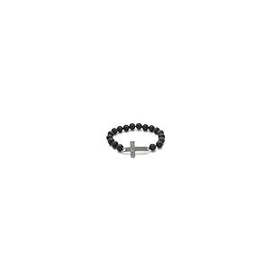 【並行輸入品】EVE'S ADDICTION Men's Bracelets   Lava Rock Cross Bead Braceletの画像