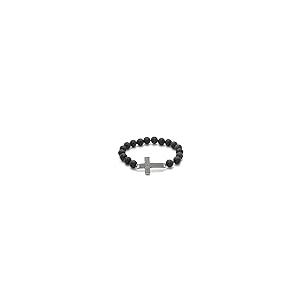 【並行輸入品】EVE'S ADDICTION Men's Bracelets   Lava Rock Cross Bead Braceletの画像