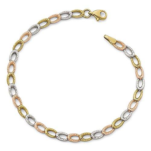 【並行輸入品】Sonia Jewels 10K イエロー ホワイト ローズゴールド 3色 ダイヤモンドカット ブレスレット   安全なロブスターの画像