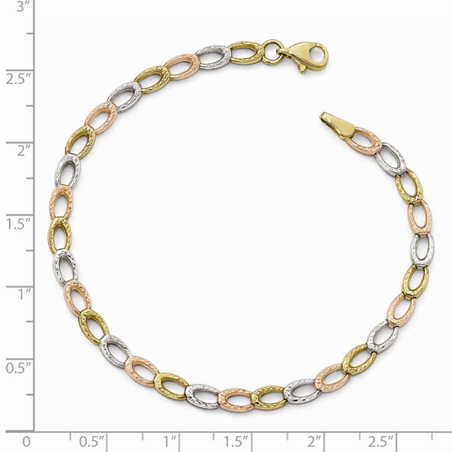 【並行輸入品】Sonia Jewels 10K イエロー ホワイト ローズゴールド 3色 ダイヤモンドカット ブレスレット   安全なロブスターの画像