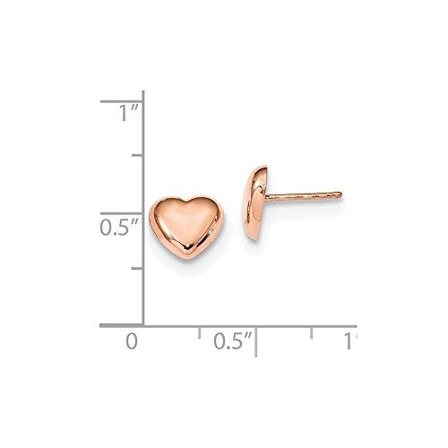 【並行輸入品】14K ローズゴールド ハート ポスト スタッド イヤリング   7mm x 8mm, 金属 14k Rose Gold Hearの画像