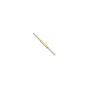 【並行輸入品】ソリッド14Kホワイト&イエローゴールド ツートーンパヴェフィガロIDブレスレット 刻印可能 識別名バータグ 安全なロブスターロッの画像