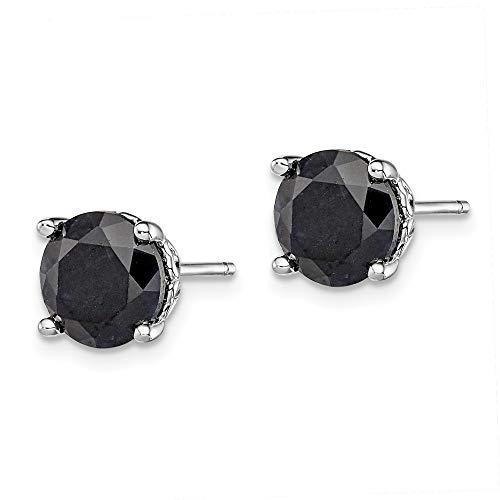 【並行輸入品】ソリッド925スターリングシルバー ブラックサファイアブルー 9月ジェムストーン ポストスタッドピアス 8mm, ジェムストーン,の画像