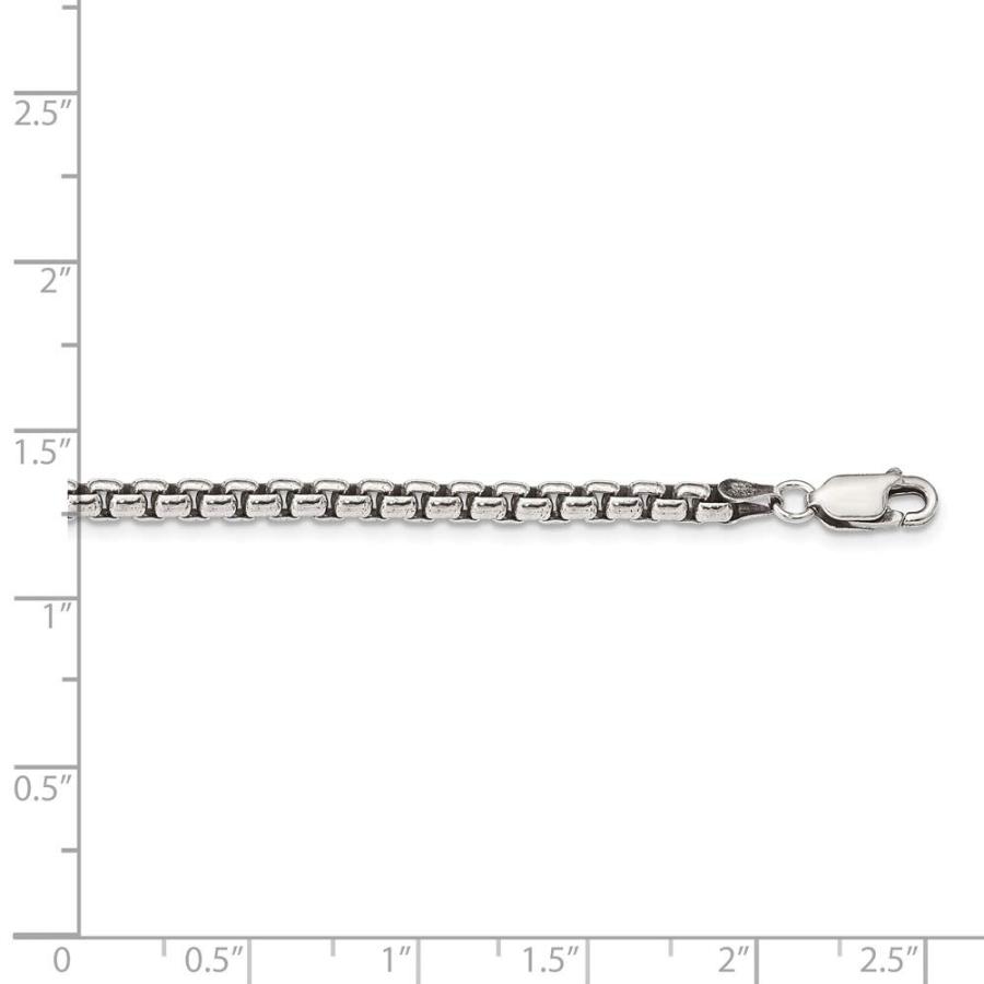 【並行輸入品】Solid 925 Sterling Silver 3.6mm Vintage Antiqued Round Box Chainの画像
