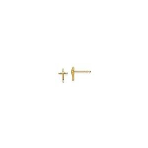 【並行輸入品】ソリッド14Kイエローゴールド クロスポスト スタッドピアス, 金属 Solid 14k Yellow Gold Cross Poの画像