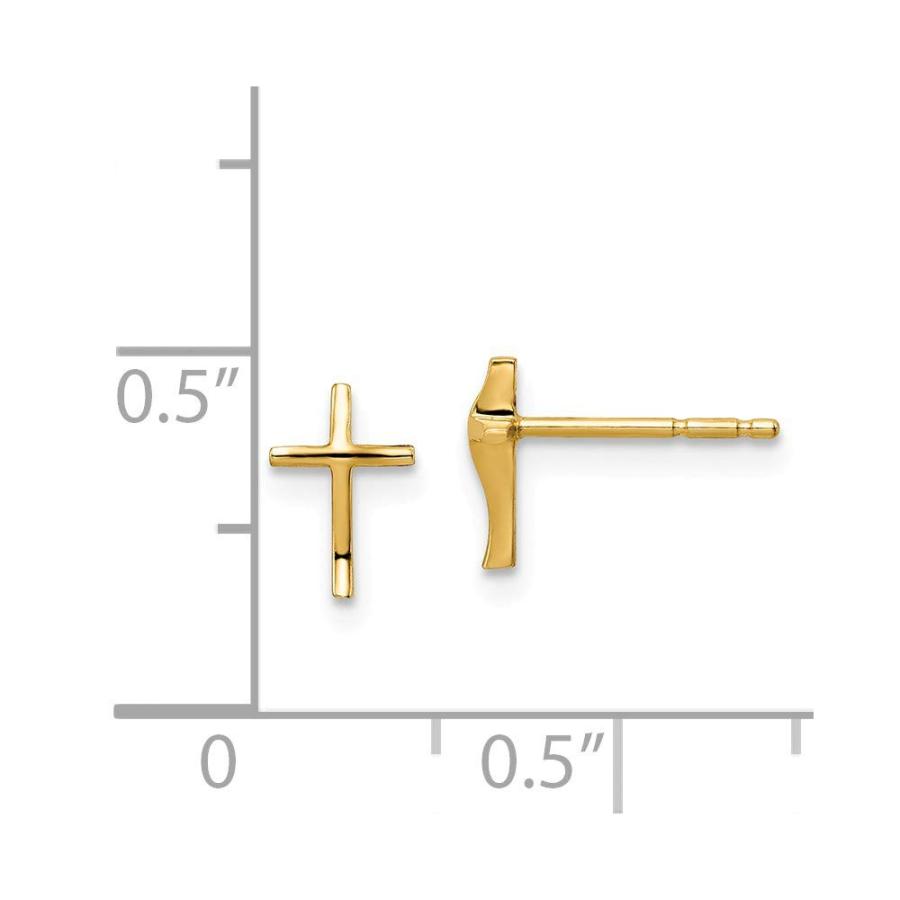 【並行輸入品】ソリッド14Kイエローゴールド クロスポスト スタッドピアス, 金属 Solid 14k Yellow Gold Cross Poの画像