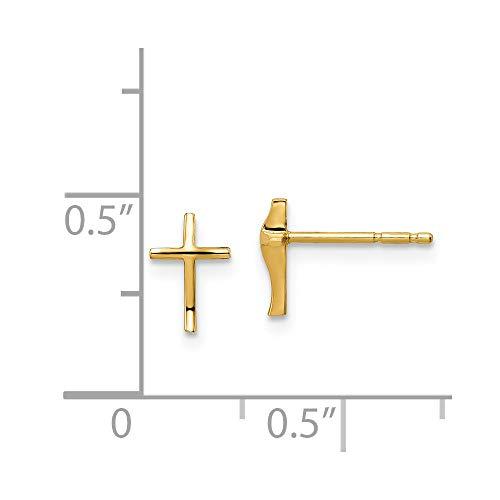 【並行輸入品】ソリッド14Kイエローゴールド クロスポスト スタッドピアス, 金属 Solid 14k Yellow Gold Cross Poの画像