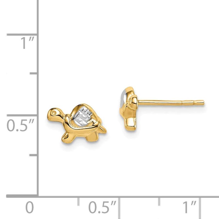 【並行輸入品】ソリッド14Kイエローゴールド ツートンカラー タートルポスト スタッドピアス, 金属 Solid 14k Yellow Goldの画像