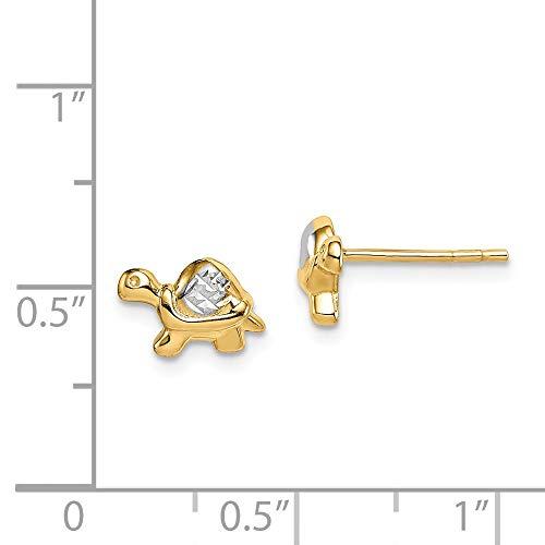 【並行輸入品】ソリッド14Kイエローゴールド ツートンカラー タートルポスト スタッドピアス, 金属 Solid 14k Yellow Goldの画像