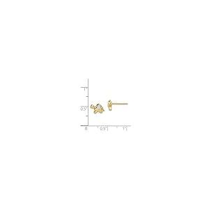 【並行輸入品】ソリッド14Kイエローゴールド ツートンカラー タートルポスト スタッドピアス, 金属 Solid 14k Yellow Goldの画像