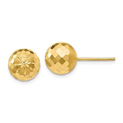 【並行輸入品】14k Yellow Gold 9mm Diamond cut Mirror Ball Post Studs Earringsの画像