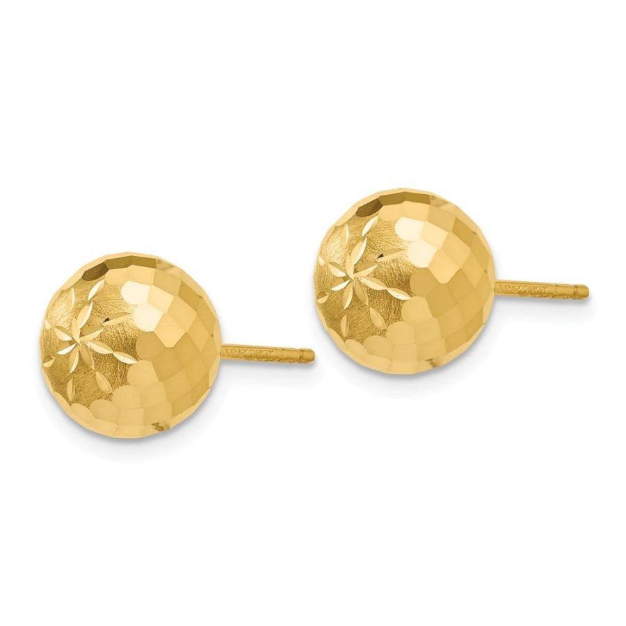 【並行輸入品】14k Yellow Gold 9mm Diamond cut Mirror Ball Post Studs Earringsの画像