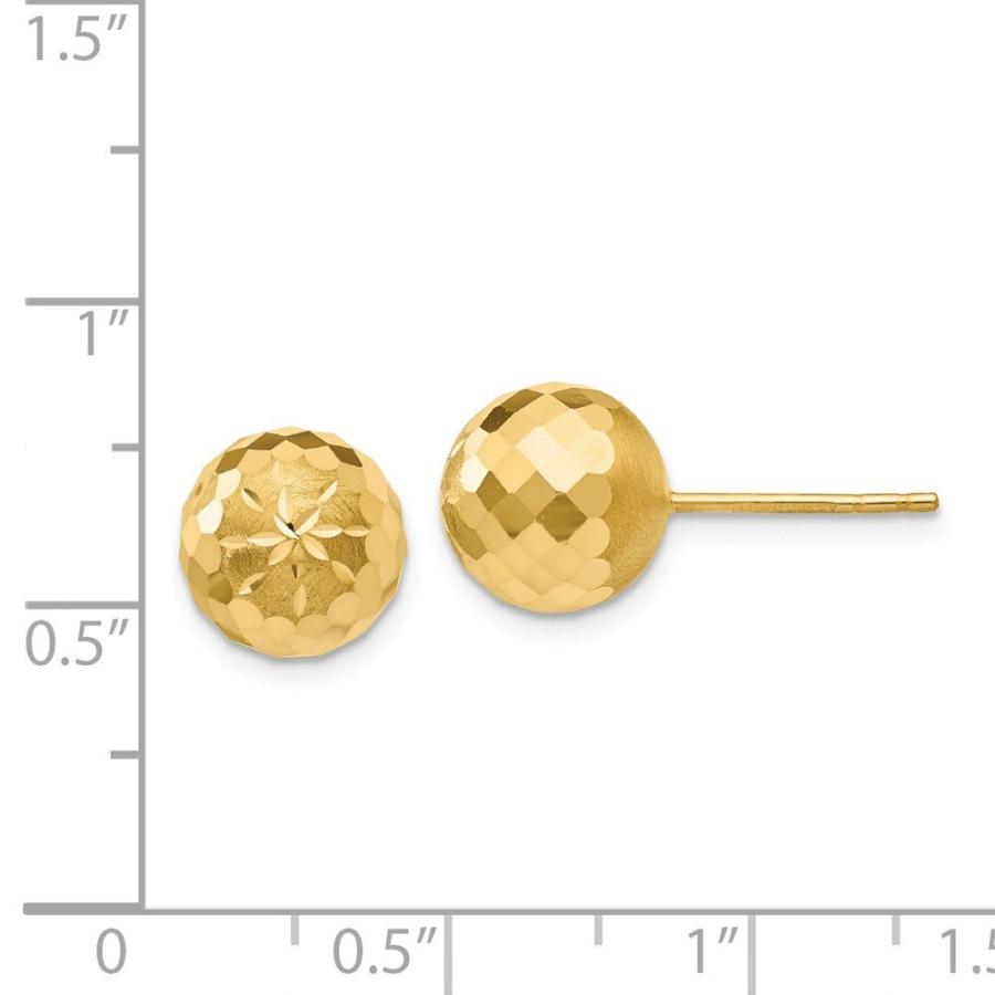 【並行輸入品】14k Yellow Gold 9mm Diamond cut Mirror Ball Post Studs Earringsの画像