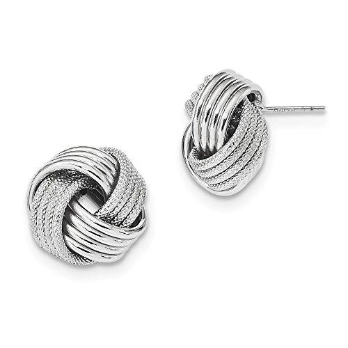 【並行輸入品】14k White Gold Textured Love Knot Post Studs Earrings 15mmの画像