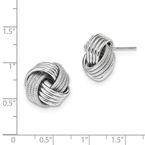 【並行輸入品】14k White Gold Textured Love Knot Post Studs Earrings 15mmの画像