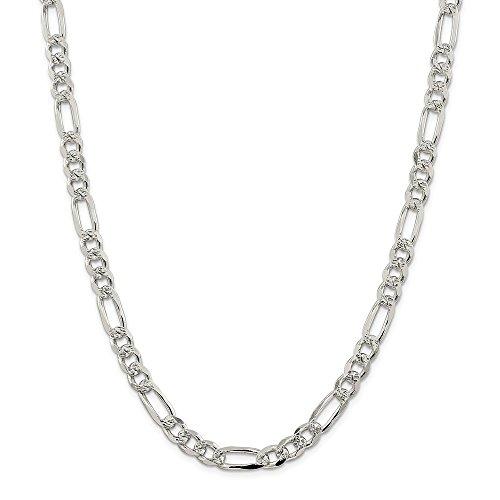 【並行輸入品】Solid 925 Sterling Silver 8mm Pave Flat Figaro Chain Necklaceの画像