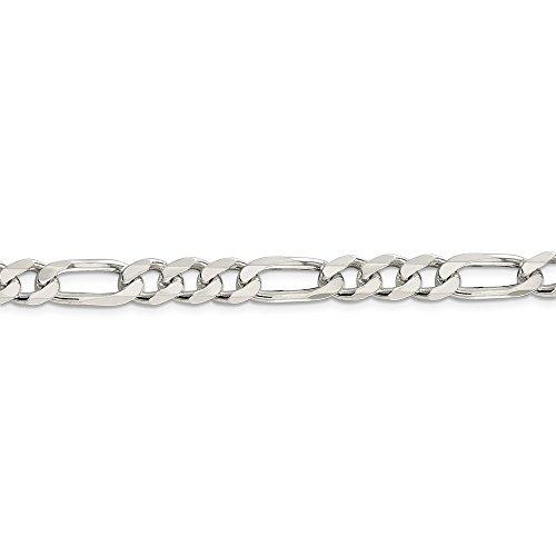 【並行輸入品】Solid 925 Sterling Silver 8mm Pave Flat Figaro Chain Necklaceの画像