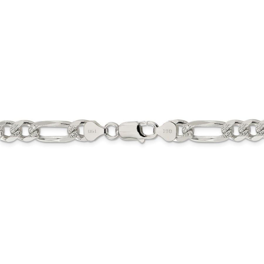 【並行輸入品】Solid 925 Sterling Silver 8mm Pave Flat Figaro Chain Necklaceの画像