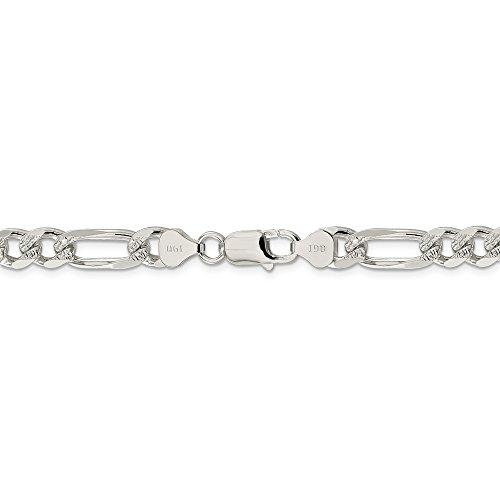 【並行輸入品】Solid 925 Sterling Silver 8mm Pave Flat Figaro Chain Necklaceの画像