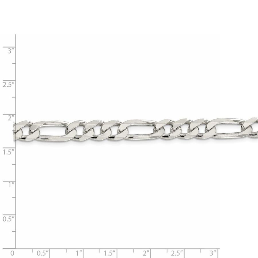 【並行輸入品】Solid 925 Sterling Silver 8mm Pave Flat Figaro Chain Necklaceの画像