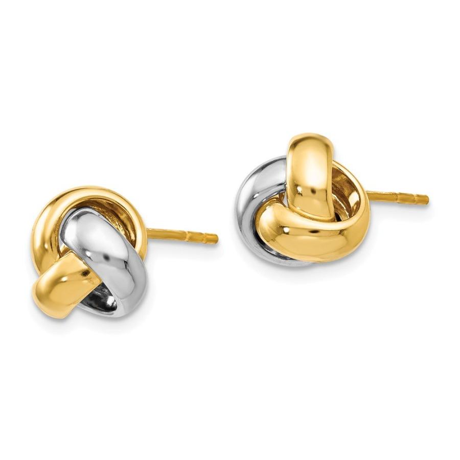 【並行輸入品】14K イエローとホワイトゴールド ツートーン ラブノット スタッドピアス   8mm x 9mm, 金属 14k Yellowの画像