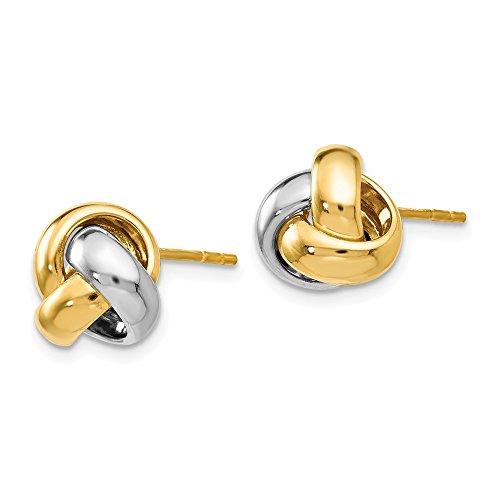 【並行輸入品】14K イエローとホワイトゴールド ツートーン ラブノット スタッドピアス   8mm x 9mm, 金属 14k Yellowの画像