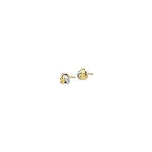 【並行輸入品】14K イエローとホワイトゴールド ツートーン ラブノット スタッドピアス   8mm x 9mm, 金属 14k Yellowの画像