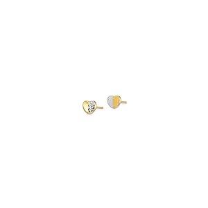 【並行輸入品】14K イエローゴールド 2トーン ダイヤモンドカット ハート ポスト スタッド イヤリング, 金属 14k Yellow Golの画像
