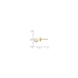 【並行輸入品】14K イエローゴールド 2トーン ダイヤモンドカット ハート ポスト スタッド イヤリング, 金属 14k Yellow Golの画像