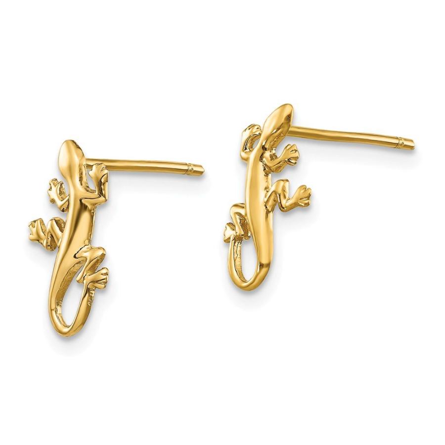 【並行輸入品】ソリッド14Kイエローゴールド ヤモリポスト スタッドピアス   12mm x 8mm, 金属 Solid 14k Yellowの画像