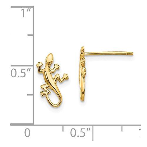 【並行輸入品】ソリッド14Kイエローゴールド ヤモリポスト スタッドピアス   12mm x 8mm, 金属 Solid 14k Yellowの画像