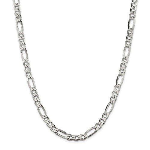 【並行輸入品】Solid 925 Sterling Silver 6.5mm Figaro Chain Necklace   with Secの画像