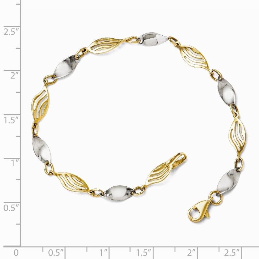 【並行輸入品】14K イエローとホワイトゴールド ツートーンブレスレット 安全なロブスターロッククラスプ付き 7インチ, 7 inches, 金の画像
