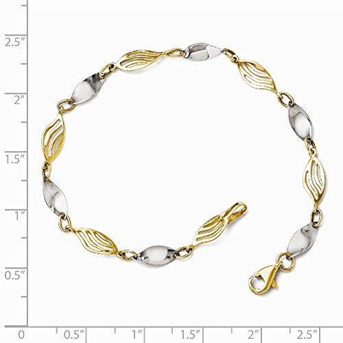 【並行輸入品】14K イエローとホワイトゴールド ツートーンブレスレット 安全なロブスターロッククラスプ付き 7インチ, 7 inches, 金の画像