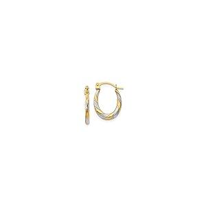 【並行輸入品】14K イエローゴールド ツートーンツイストフープ パフエビピアス   15mm x 10mm, 金属 14k Yellow Goの画像