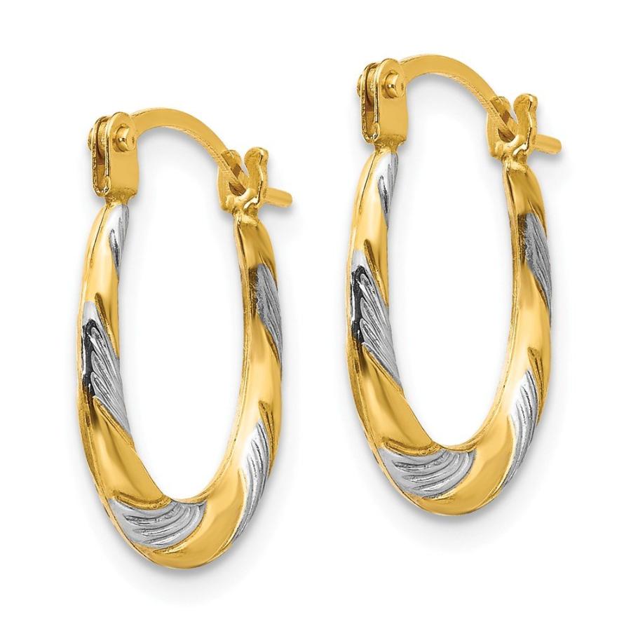 【並行輸入品】14K イエローゴールド ツートーンツイストフープ パフエビピアス   15mm x 10mm, 金属 14k Yellow Goの画像
