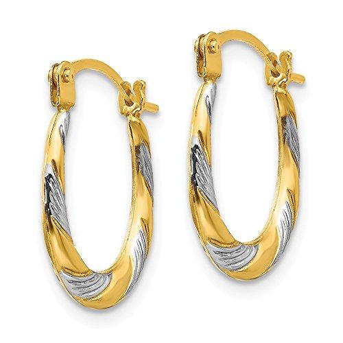 【並行輸入品】14K イエローゴールド ツートーンツイストフープ パフエビピアス   15mm x 10mm, 金属 14k Yellow Goの画像