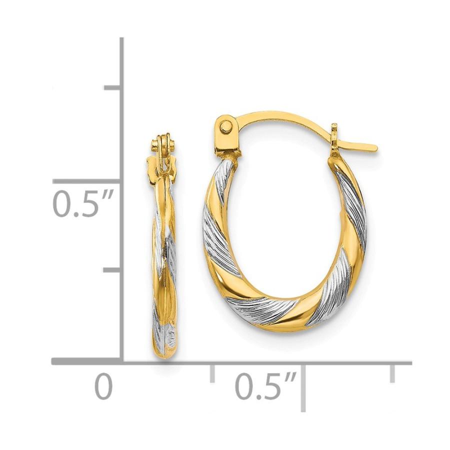 【並行輸入品】14K イエローゴールド ツートーンツイストフープ パフエビピアス   15mm x 10mm, 金属 14k Yellow Goの画像