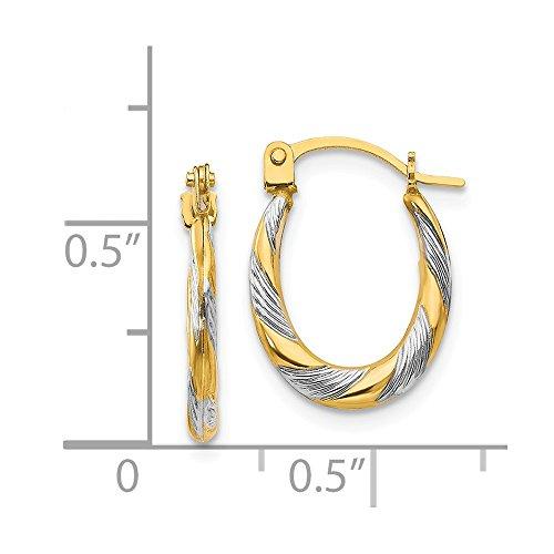 【並行輸入品】14K イエローゴールド ツートーンツイストフープ パフエビピアス   15mm x 10mm, 金属 14k Yellow Goの画像