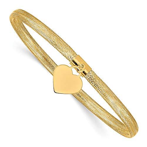 【並行輸入品】14Kイエローゴールドハートストレッチメッシュブレスレット 7.5インチ (幅=4mm), 7.5 inches, 金属 Soniの画像