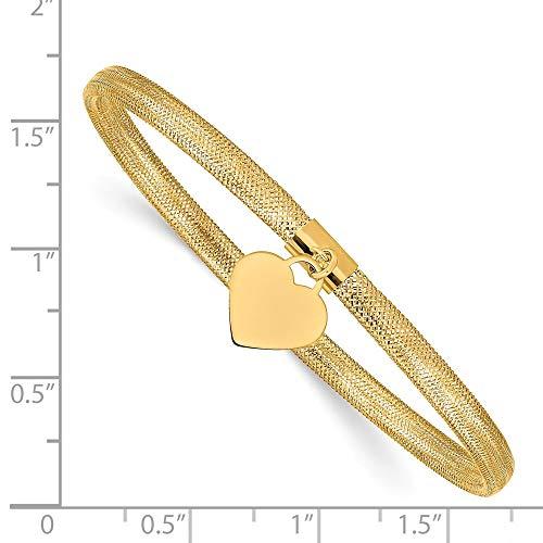 【並行輸入品】14Kイエローゴールドハートストレッチメッシュブレスレット 7.5インチ (幅=4mm), 7.5 inches, 金属 Soniの画像