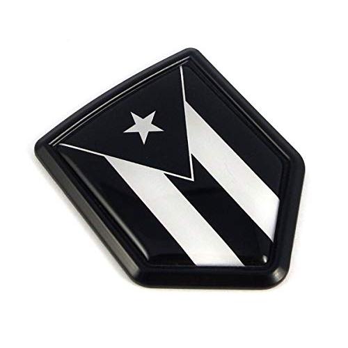 【並行輸入品】プエルトリコ 黒と白の旗 ブラックシールド 車 バイク デカール クレストエンブレム Puerto Rico Black andの画像