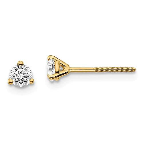 【並行輸入品】Solid 14k Yellow Gold 1/4ctw Lab Grown Diamond 3 Prong Screwbackの画像