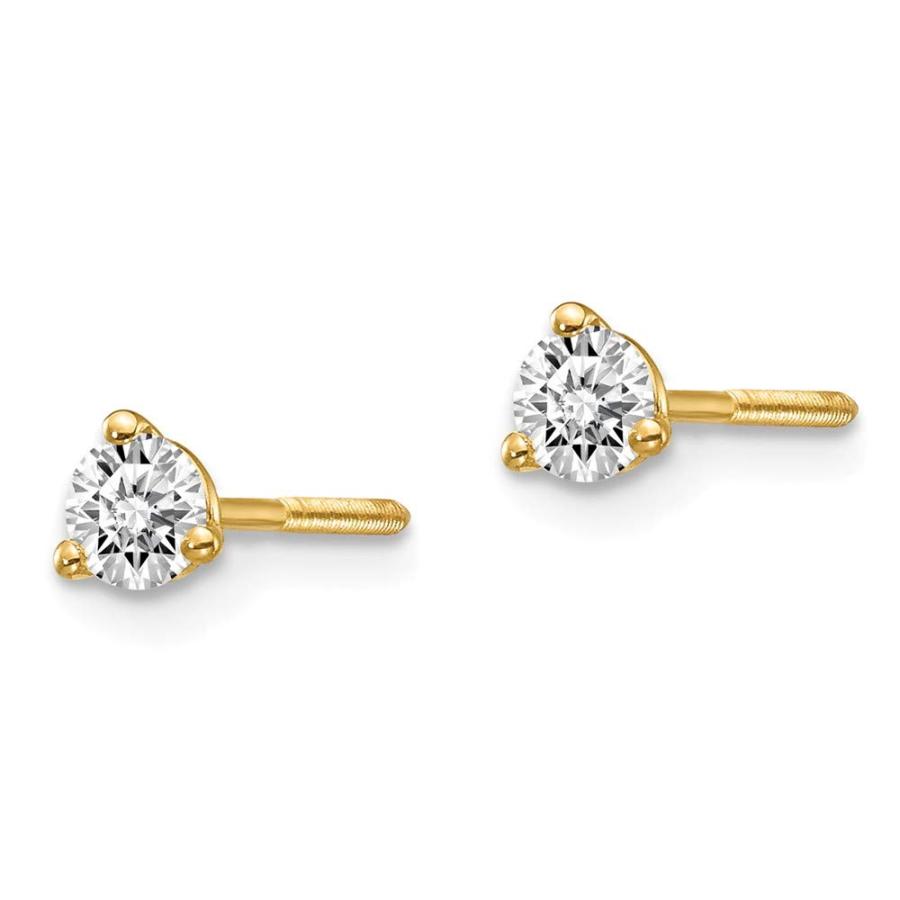 【並行輸入品】Solid 14k Yellow Gold 1/4ctw Lab Grown Diamond 3 Prong Screwbackの画像