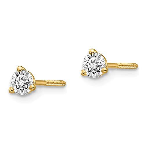 【並行輸入品】Solid 14k Yellow Gold 1/4ctw Lab Grown Diamond 3 Prong Screwbackの画像