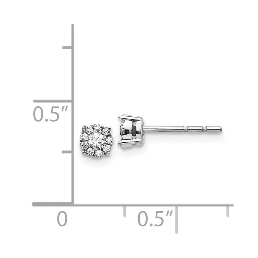 【並行輸入品】ソリッド14K ホワイトゴールド ダイヤモンド クラスター ポスト スタッド イヤリング 5mm (0.17カラット), 金属,の画像